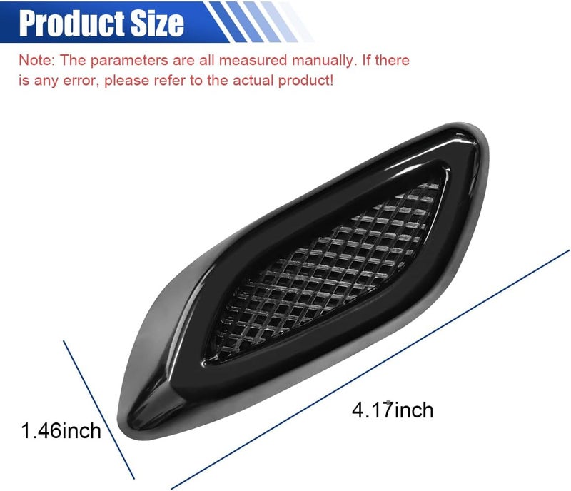 LHDOS 6PCS Car Exterior Hood Side Door Air Vent Cover, Glossy Auto Fenders Trim Intake Grille Decorative Sticker, ABS Hood Spoiler Bumper Side Vent Decal Decoration for Most Cars (Black) - Image 2
